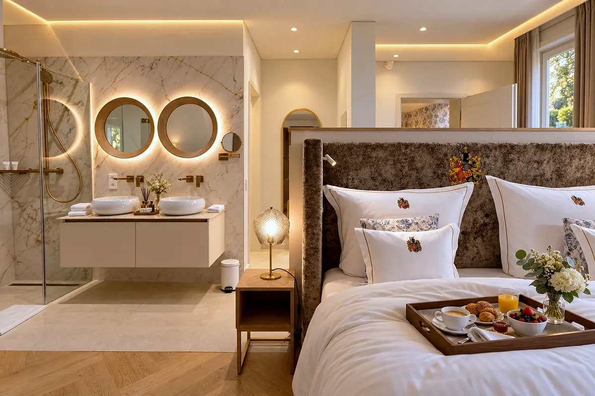 Bathroom and sleeping area, 07 Blauer Pfau