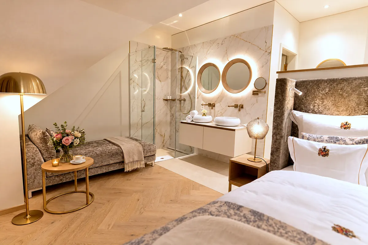 Living area and bathroom, 07 Blauer Pfau