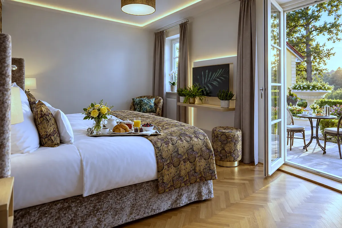 Sleeping area facing the terrace, 10 Sommergoldhähnchen