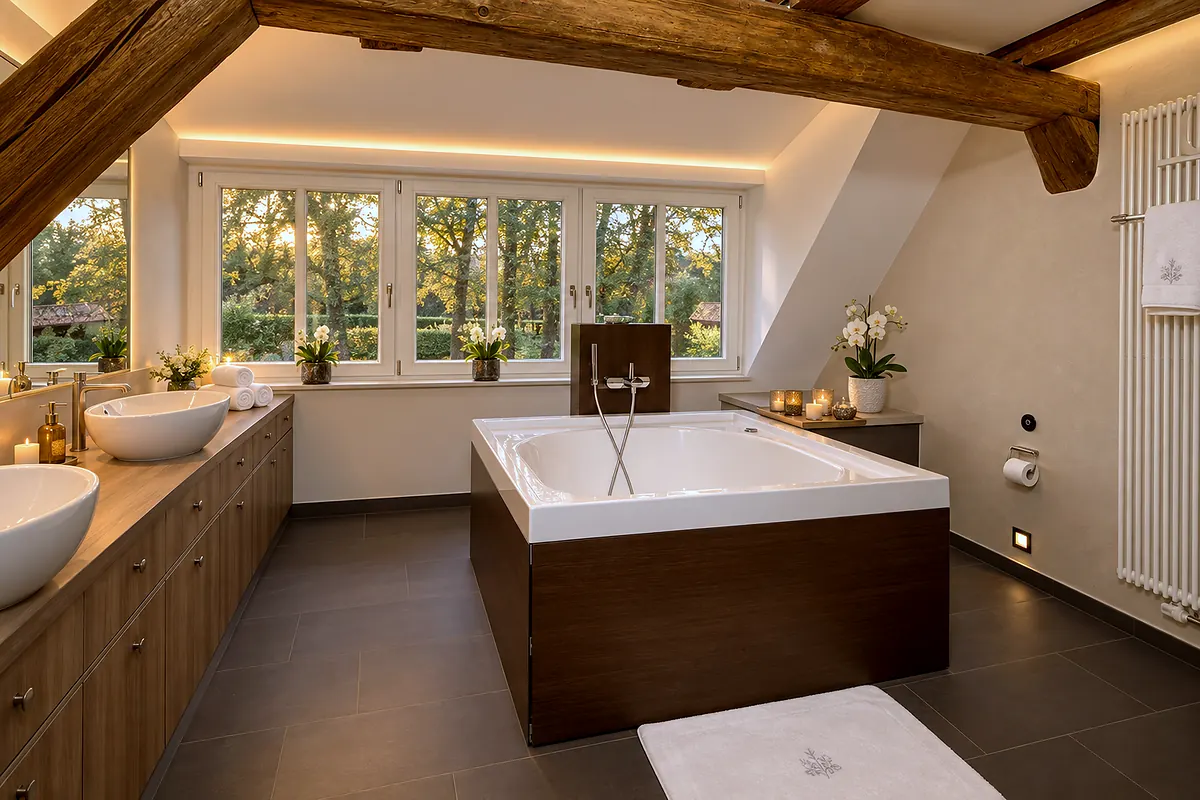 Bathroom, 12 Kronenkranich