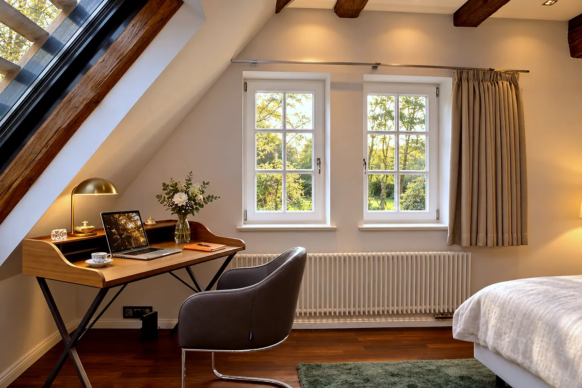 Desk, second view, 13 Silberreiher