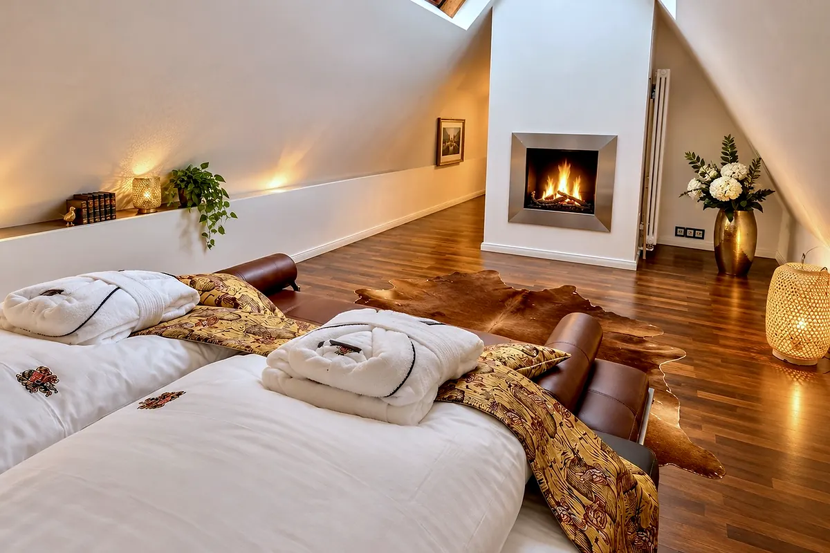 Sleeping area by the fireplace, 14 Schwarzer Schwan