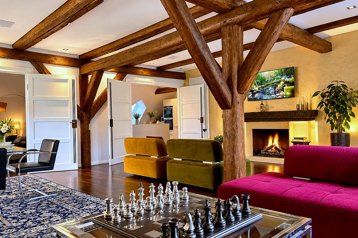 Living area with fireplace, 14 Schwarzer Schwan