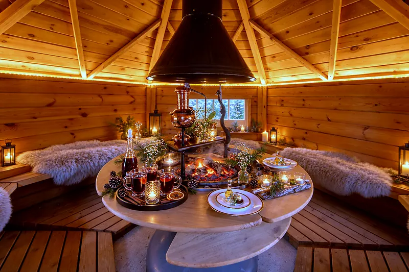 Inside the grill kota, fire pit and furs